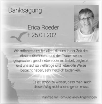 Traueranzeige von Erica Roeder von Amtsblatt_Oko