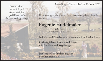 Traueranzeige von Eugenie Hudelmaier von Gmünder Tagespost