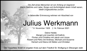 Traueranzeige von Julius Werkmann von Schwäbische Post