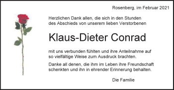 Traueranzeige von Klaus-Dieter Conrad