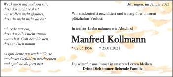 Traueranzeige von Manfred Kollmann von Gmünder Tagespost
