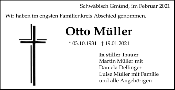 Traueranzeige von Otto Müller von Gmünder Tagespost