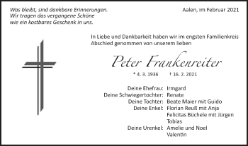 Traueranzeige von Peter Frankenreiter von Schwäbische Post