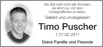 Traueranzeige von Timo Puscher von Schwäbische Post