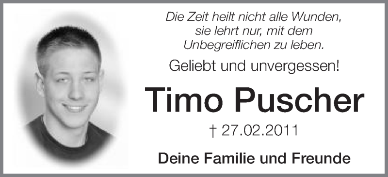  Traueranzeige für Timo Puscher vom 27.02.2021 aus Schwäbische Post