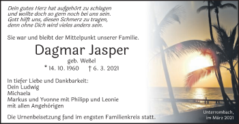 Traueranzeige von Dagmar Jasper von Schwäbische Post