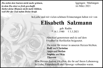 Traueranzeige von Elisabeth Salzmann