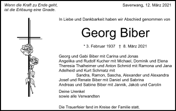 Traueranzeige von Georg Biber von Schwäbische Post