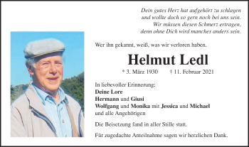 Traueranzeige von Helmut Ledl von Schwäbische Post