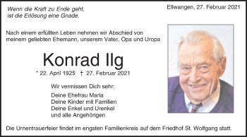 Traueranzeige von Konrad Ilg von Schwäbische Post