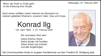 Traueranzeige von Konrad Ilg