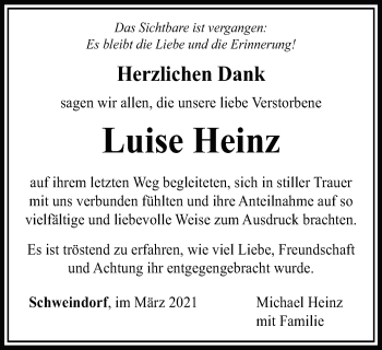 Traueranzeige von Luise Heinz von Schwäbische Post