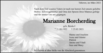 Traueranzeige von Marianne Borcherding von Gmünder Tagespost