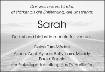 Traueranzeige von Sarah  von Gmünder Tagespost