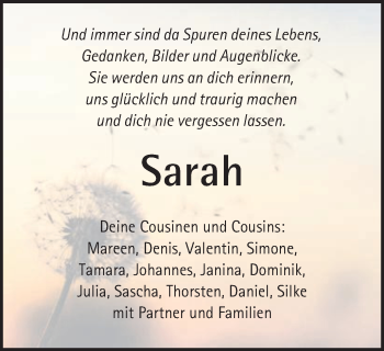 Traueranzeige von Sarah Dworschak von Gmünder Tagespost