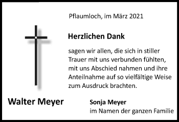 Traueranzeige von Walter Meyer von Schwäbische Post