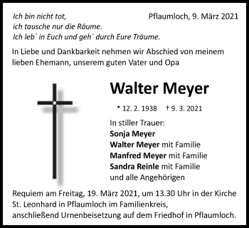 Traueranzeige von Walter Meyer von Schwäbische Post
