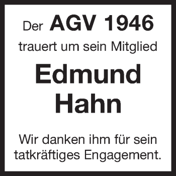 Traueranzeige von Edmund Hahn von Gmünder Tagespost
