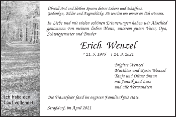 Traueranzeige von Erich Wenzel von Gmünder Tagespost