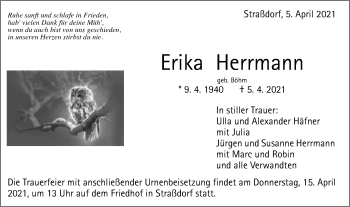 Traueranzeige von Erika Herrmann von Gmünder Tagespost
