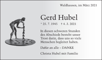 Traueranzeige von Gerd Hubel von Schwäbische Post