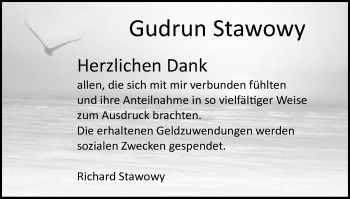 Traueranzeige von Gudrun Stawowy von Schwäbische Post