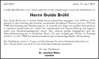 Traueranzeige von Guido Brühl von Gmünder Tagespost