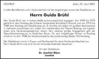 Traueranzeige von Guido Brühl