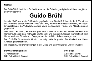 Traueranzeige von Guido Brühl