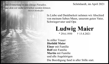 Traueranzeige von Ludwig Maier von Gmünder Tagespost