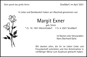 Traueranzeige von Margit Exner von Gmünder Tagespost