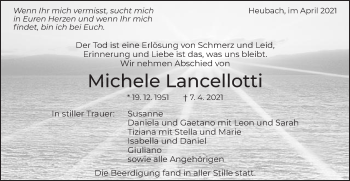 Traueranzeige von Michele Lancellotti von Gmünder Tagespost