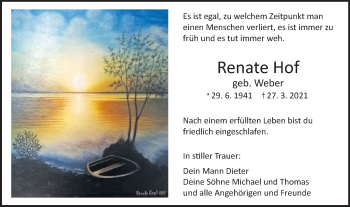 Traueranzeige von Renate Hof von Gmünder Tagespost