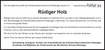 Traueranzeige von Rüdiger Holz von Schwäbische Post