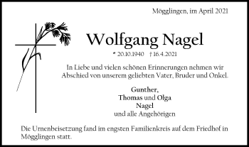 Traueranzeige von Wolfgang Nagel von Gmünder Tagespost