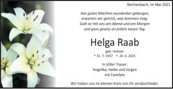 Traueranzeige von Helga Raab von Schwäbische Post