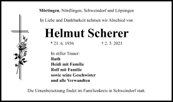 Traueranzeige von Helmut Scherer von Schwäbische Post