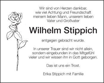 Traueranzeige von Wilhelm Stippich von Schwäbische Post