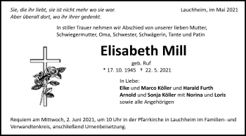 Traueranzeige von Elisabeth Mill von Schwäbische Post
