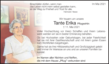 Traueranzeige von Erika  von Schwäbische Post