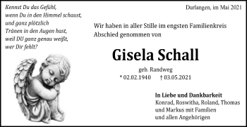 Traueranzeige von Gisela Schall von Gmünder Tagespost