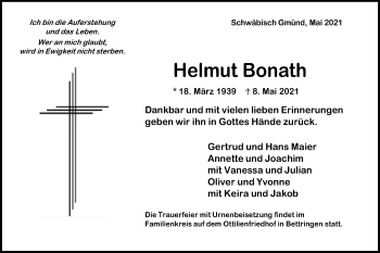 Traueranzeige von Helmut Bonath von Gmünder Tagespost