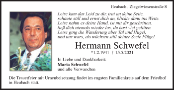 Traueranzeige von Hermann Schwefel von Gmünder Tagespost