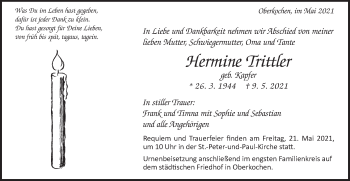 Traueranzeige von Hermine Trittler von Schwäbische Post