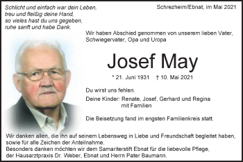 Traueranzeige von Josef May