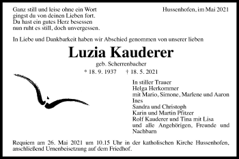 Traueranzeige von Luzia Kauderer von Gmünder Tagespost