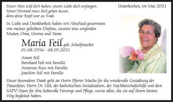 Traueranzeige von Maria Feil von Schwäbische Post