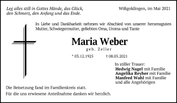 Traueranzeige von Maria Weber von Gmünder Tagespost