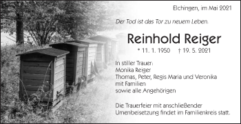 Traueranzeige von Reinhold Reiger von Schwäbische Post