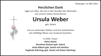 Traueranzeige von Ursula Weber von Schwäbische Post